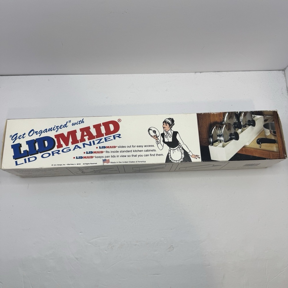 Vintage Lid Maid Pot and Pan Lid Organizer Cabinet Slider Made in USA 80s 90s